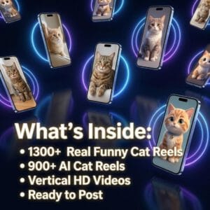 Cat Video Goldmine | 2200+ Hilarious AI & Real Clips for Digital Resale