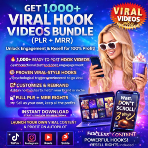 1000+ Ready-Made Viral Hooks – Short Video Pack for TikTok, IG Reels & YouTube (PLR/MRR)