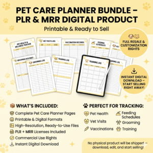Pet Care Planner Bundle – Complete Organizer Pack (PLR | MRR Digital Download)"