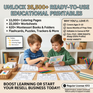 35,500+ Fun & Educational Kids Worksheets | Coloring Pages & Printables (PLR + MRR)