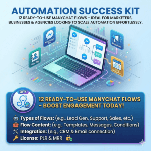 12 Ready-to-Use ManyChat Flows (PLR & MRR License) | Grow Your Digital & Faceless Business
