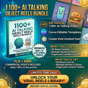 “1200+ AI Talking Object Reels Bundle – Faceless Viral Videos for TikTok, Instagram & YouTube | PLR + MRR Included”