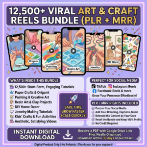 12,500+ Creative DIY & Art Video Reels | Instagram, TikTok & YouTube Ready (PLR + MRR)
