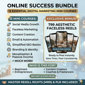 Digital Marketing Starter Pack: 12 Mini Courses + 101 Lessons (MRR + DPP Included)