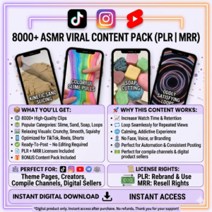 8000+ Satisfying ASMR Video Pack – Viral Content Bundle with PLR & MRR Rights"