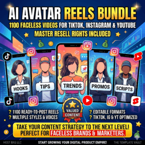 1100 AI Avatar Short Videos Bundle | Faceless Reels for TikTok, Instagram & YouTube | PLR/MRR
