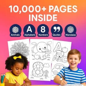 10,000+ Printable Kids Coloring Sheets | Resellable PLR + MRR Bundle