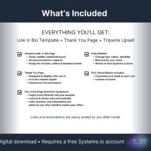Link-in-Bio Sales Funnel Template for Systeme.io | Digital Products + Editable PLR
