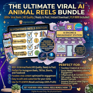 Social Media Viral AI Reels | 800+ Animal Clips + PLR/MRR