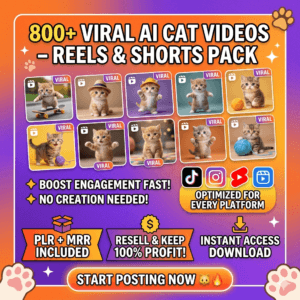 800+ AI Cat Reels Bundle | Viral Videos for TikTok & YouTube | PLR Included