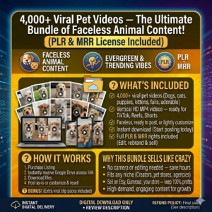 4,000+ Viral Dog & Cat Clips | Faceless Videos | PLR/MRR Bundle