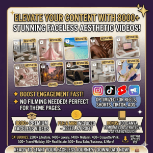 8000+ Aesthetic Faceless Videos | Reels for TikTok, Instagram & Shorts | PLR/MRR Bundle