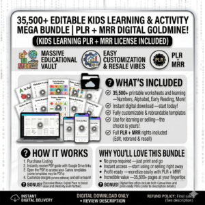 35,500+ Educational Printables for Kids | Worksheets, Activities & Coloring Books | PLR + MRR