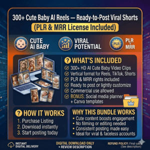 AI Cute Baby Reels | 300+ Viral Videos Bundle | PLR & MRR