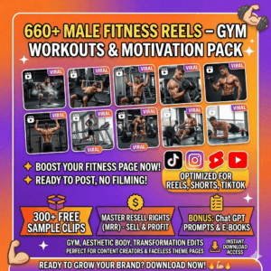 660+ Gym & Fitness Reels for Men | Viral Workout Clips for TikTok & Shorts | MRR Included