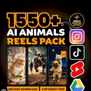 Social Media Viral AI Reels | 800+ Animal Clips + PLR/MRR
