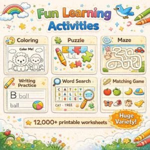 12,000+ Fun & Educational Worksheets – Coloring, Matching, Maze & Word Games