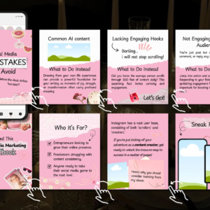 100 Editable Pink Instagram Carousel Templates | Canva Templates | PLR & MRR