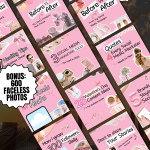 100 Editable Pink Instagram Carousel Templates | Canva Templates | PLR & MRR