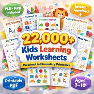 22,000+ Kids Learning Worksheets Vault | PLR & MRR | Preschool to Elementary Printables