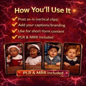 AI Cute Baby Reels | 300+ Viral Videos Bundle | PLR & MRR