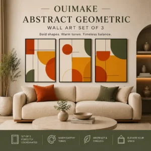 OUIMAKE Terra Geometry™ — 3 Piece Abstract Wall Art Set