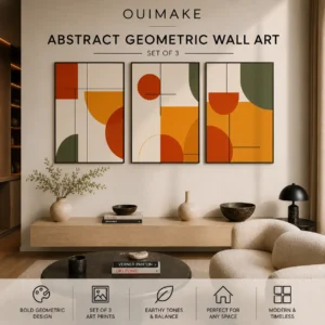 OUIMAKE Terra Geometry™ — 3 Piece Abstract Wall Art Set